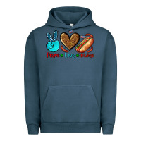 Pigment Midnight Navy peace love hotdogs Urban Hoodie - AdoDesignShop