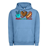Pigment Pebble Blue peace love hotdogs Urban Hoodie - AdoDesignShop