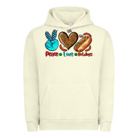 Pigment Pistachio peace love hotdogs Urban Hoodie - AdoDesignShop