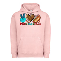 Pigment Salmon peace love hotdogs Urban Hoodie - AdoDesignShop