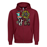 Burgundy love autism Zipper Hoodie - CowhideDigitalArt