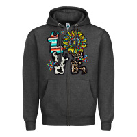 Charcoal Heather love autism Zipper Hoodie - CowhideDigitalArt