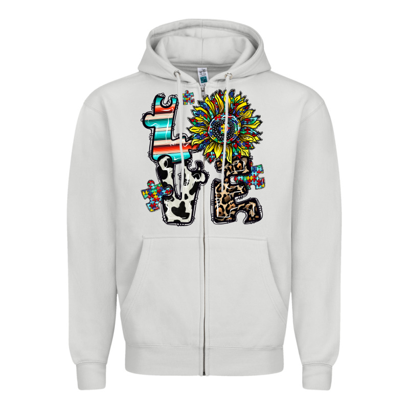 Love Autism Zipper Hoodie by CowhideDigitalArt | Teevron