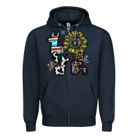 Navy love autism Zipper Hoodie - CowhideDigitalArt