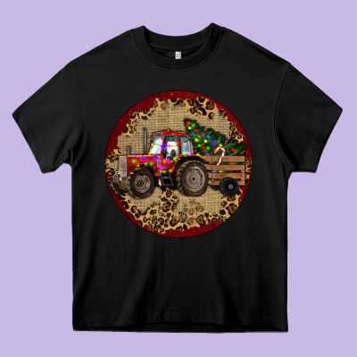 Christmas Tractor Heavy Core Tee Designed By Ranaportraitstore