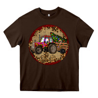 Chocolate Brown Christmas Tractor Heavy Core Tee - RanaPortraitStore