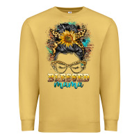 Antique Gold blessed mama messy bun Premium Sweatshirt - BarkalooDesign