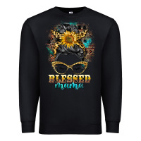 Black blessed mama messy bun Premium Sweatshirt - BarkalooDesign