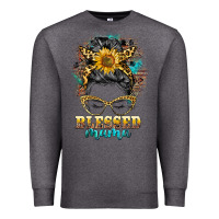 Charcoal Heather blessed mama messy bun Premium Sweatshirt - BarkalooDesign
