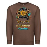 Chestnut blessed mama messy bun Premium Sweatshirt - BarkalooDesign