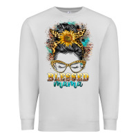 Dove Grey blessed mama messy bun Premium Sweatshirt - BarkalooDesign