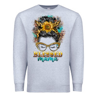 Heather Grey blessed mama messy bun Premium Sweatshirt - BarkalooDesign