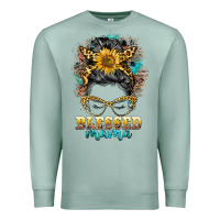 Seafoam blessed mama messy bun Premium Sweatshirt - BarkalooDesign