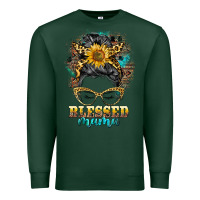 Sports Green blessed mama messy bun Premium Sweatshirt - BarkalooDesign