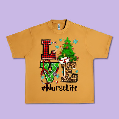 Love Nurse Life Christmas Urban Heavy Tee Designed By Cowgirlartshop