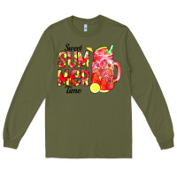 Army Green sweet summer time waterolor Long Sleeve Tee - CowCowDesign