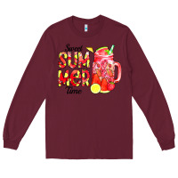 Burgundy sweet summer time waterolor Long Sleeve Tee - CowCowDesign