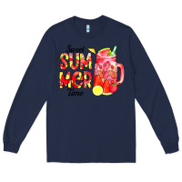 Navy sweet summer time waterolor Long Sleeve Tee - CowCowDesign
