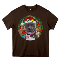 Chocolate Brown Christmas Pitbull Heavy Core Tee - RanaPortraitStore