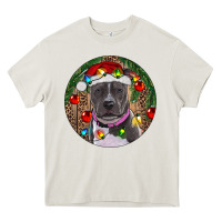 Cream Christmas Pitbull Heavy Core Tee - RanaPortraitStore