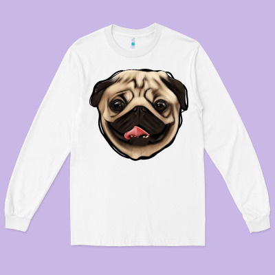 Pug Long Sleeve Tee Designed By Jasminsmagicworld