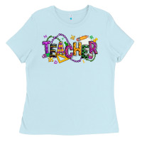 Baby Blue mardi gras teacher Ladies Tee - texasbilliewilder