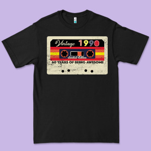 Vintage 1990 60th Birthday Cassette 30 Years Old 60 Years Premium Tee Designed By Bettercallsaul