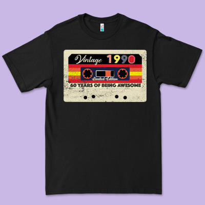 Vintage 1990 60th Birthday Cassette 30 Years Old 60 Years Premium Tee Designed By Bettercallsaul