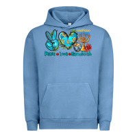 Pigment Pebble Blue peace love hanukkah Urban Hoodie - AdoDesignShop