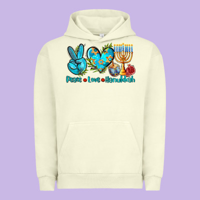 Peace Love Hanukkah Urban Hoodie Designed By Adodesignshop