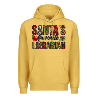 Antique Gold santa's favorite librarian Premium Hoodie - Jasminsmagicworld