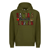 Army Green santa's favorite librarian Premium Hoodie - Jasminsmagicworld
