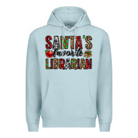 Blue Mist santa's favorite librarian Premium Hoodie - Jasminsmagicworld