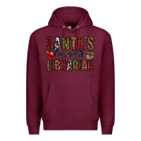 Burgundy santa's favorite librarian Premium Hoodie - Jasminsmagicworld