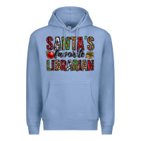 Colony Blue santa's favorite librarian Premium Hoodie - Jasminsmagicworld