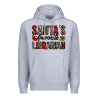 Heather Grey santa's favorite librarian Premium Hoodie - Jasminsmagicworld