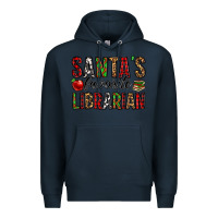 Navy santa's favorite librarian Premium Hoodie - Jasminsmagicworld