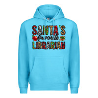 Ocean Blue santa's favorite librarian Premium Hoodie - Jasminsmagicworld