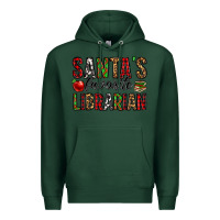 Sports Green santa's favorite librarian Premium Hoodie - Jasminsmagicworld