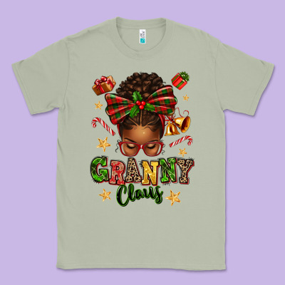 Granny Claus Afro Messy Bun Classic Tee Designed By Texasbilliewilder