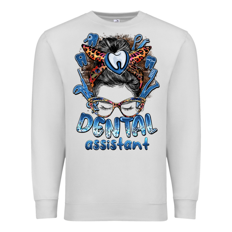 Dental Assistant Messy Bun Premium Sweatshirt by BarkalooDesign | Teevron