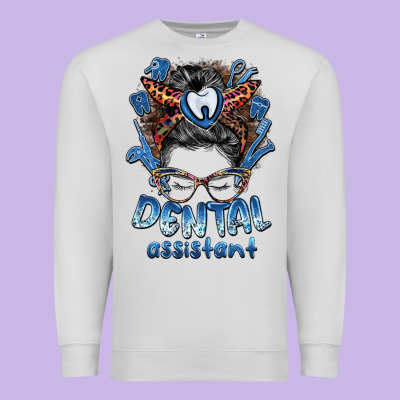 Dental Assistant Messy Bun Premium Sweatshirt Designed By Barkaloodesign