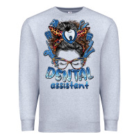 Heather Grey dental assistant messy bun Premium Sweatshirt - BarkalooDesign