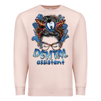 Pale Pink dental assistant messy bun Premium Sweatshirt - BarkalooDesign