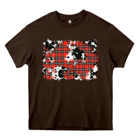 Chocolate Brown Christmas Plaid Cowhide Pattern Background Heavy Core Tee - RanaPortraitStore