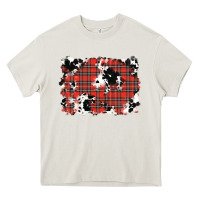 Cream Christmas Plaid Cowhide Pattern Background Heavy Core Tee - RanaPortraitStore