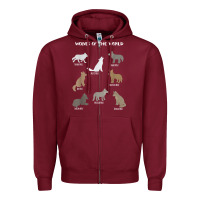 Burgundy Wolves Of The World Educational Wolf Gift Zipper Hoodie - trangStudio