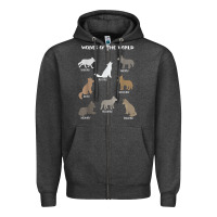 Charcoal Heather Wolves Of The World Educational Wolf Gift Zipper Hoodie - trangStudio
