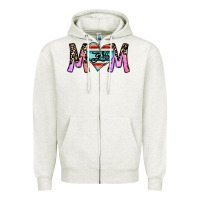 Oatmeal Heather girl mom Zipper Hoodie - CowhideDigitalArt