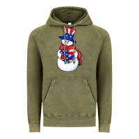 Vintage Olive Patriotic snowman 4th of july Vintage Hoodie - HowdyJamesFarm